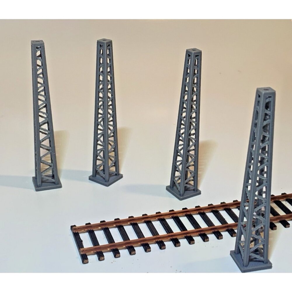 4X HO Scale Steel Tower Masts – Signal / Utility / Bridge Supports – Model Train